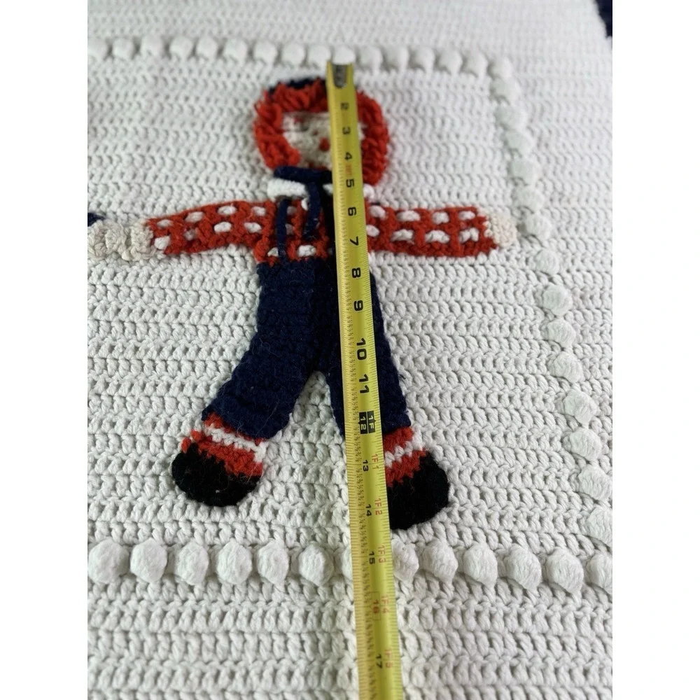 Hand Knitted Raggedy Ann & Andy Crib Blanket Afghan 3D 38